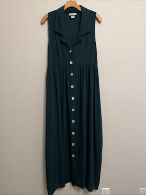Vintage Appointments Midi Tea Dress Whimsigoth Romantic 80 Cottage Green Crinkle